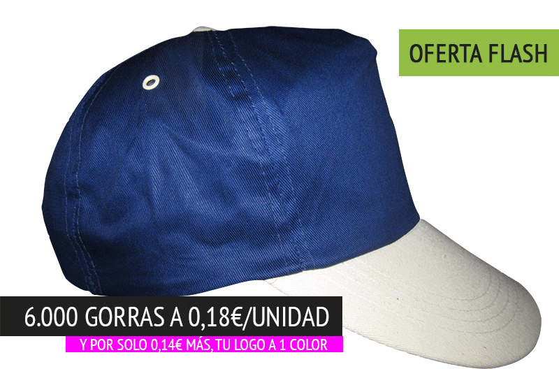 Oferta Flash: Gorras a 0,18€/unidad y a 0,32€ con tu logo